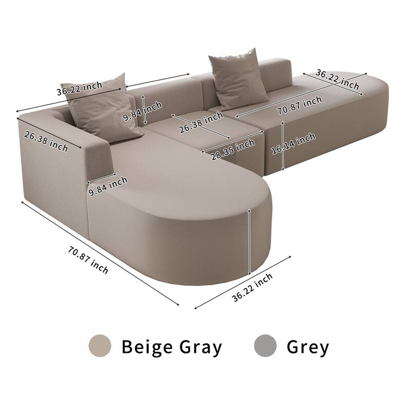 Boneless Modular L-shaped Sectional Sofa with Chaise and Deep Seating