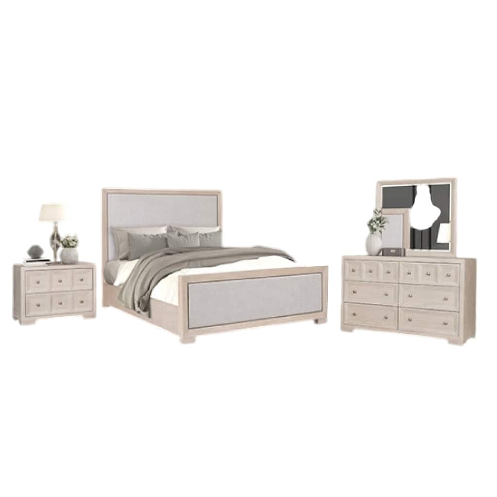 Kizie 5pc Queen Bedroom Set with 2 Nightstands, Tawny Brown, Gray