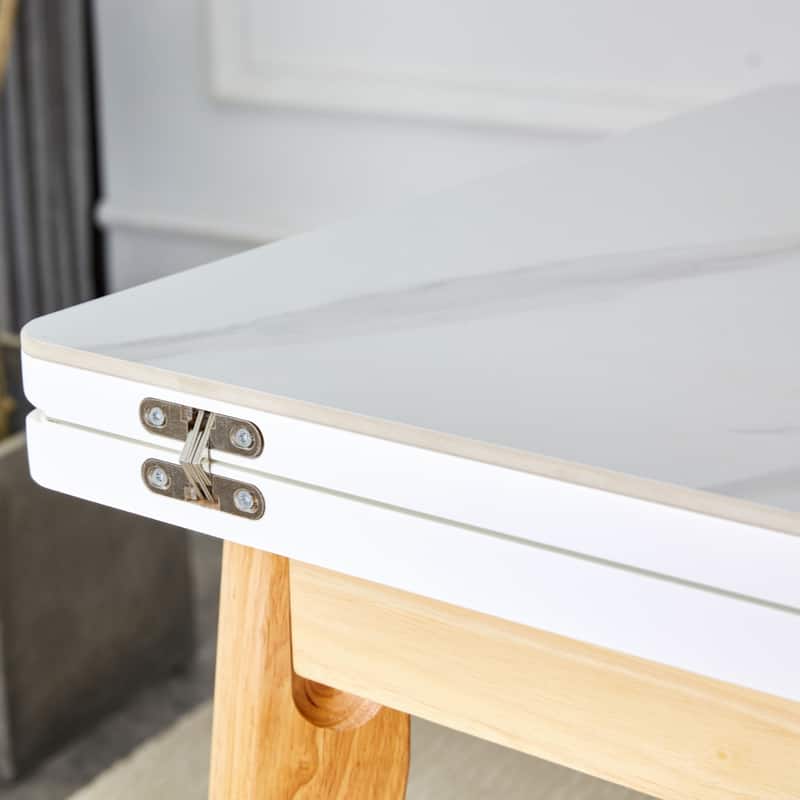 sintered stone tabletop with rubber wooden legs