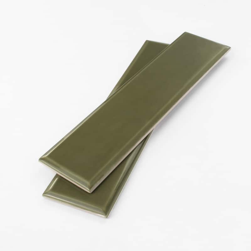 Chateau 3 in. x 12 in. Glazed Ceramic Subway Wall Tile - Moss Gloss - 3 in. x 6 in. tile sample