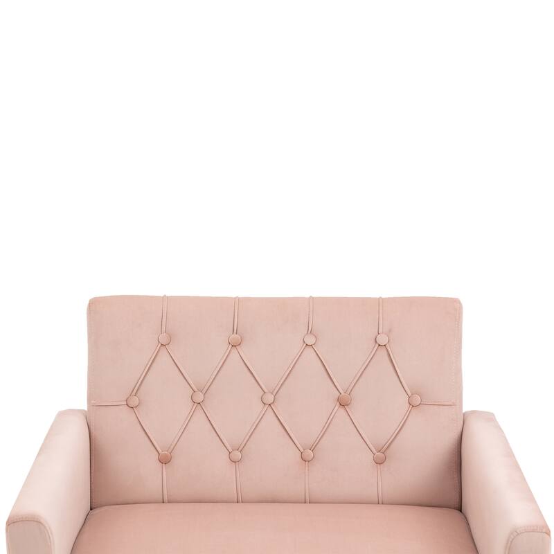 Velvet Upholstered Armchair Single Sofa Modern Tufted Reading Chairs Gold Metal Leg Wingback Chairs for Living Room Bedroom
