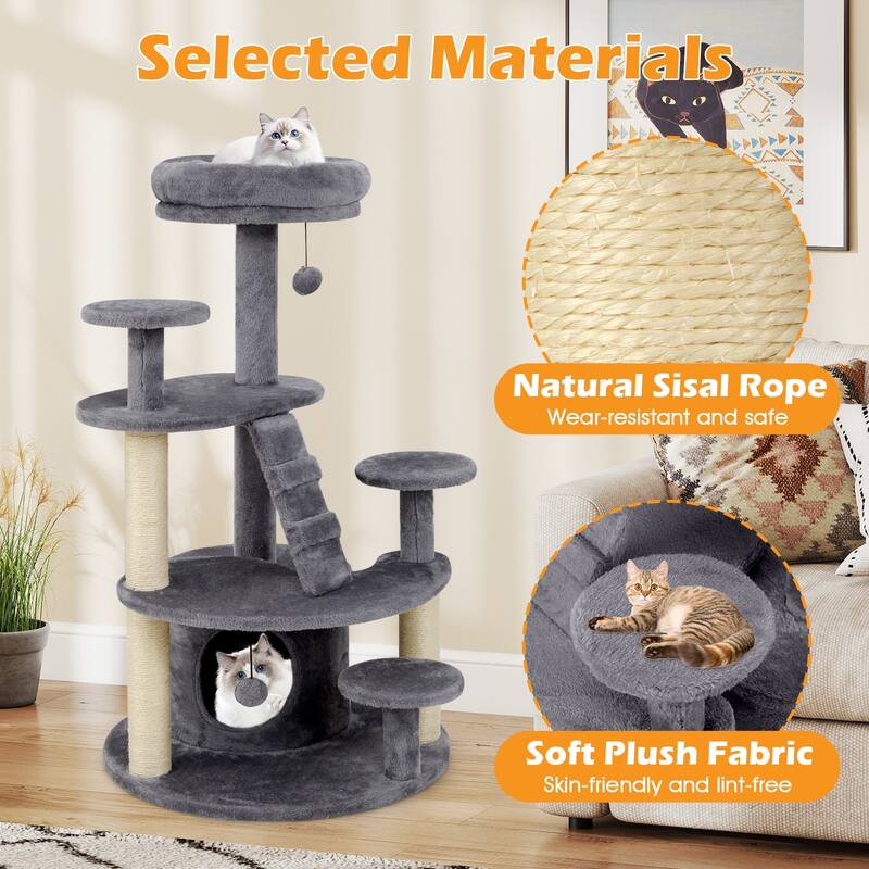 Gymax Cat Tree for Adult Cats Multi-level Kitty Tower w/ Condo Padded