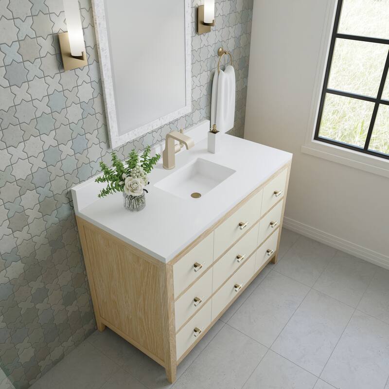 James Martin Vanities Celeste 48" Single Vanity, Sunwashed Oak with Embossed Shagreen