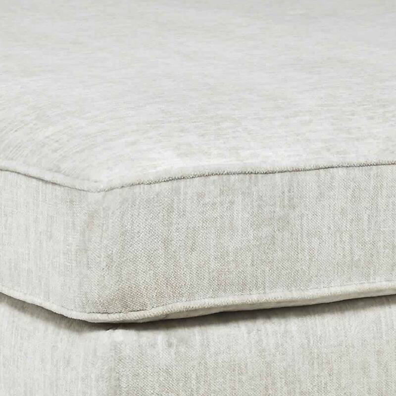 Fabric Upholstered Oversized Ottoman with Tapered Legs, Off White