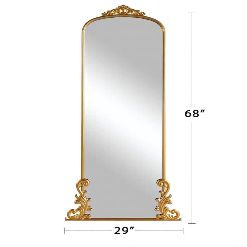 Iron Arched Carved Classical Full Length Wall Mirror