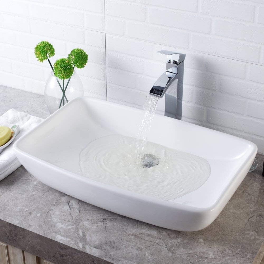 Modern White Porcelain Ceramic Rectangle Above Vanity Sink