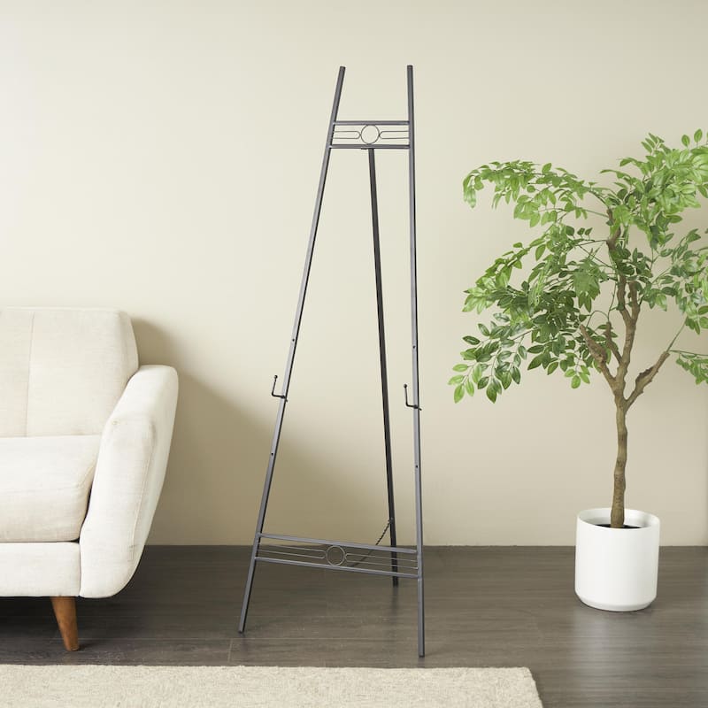 Metal Geometric Tall Adjustable 3 Tier Display Easel with Chain Support - Black or Gold - Roche River Decor