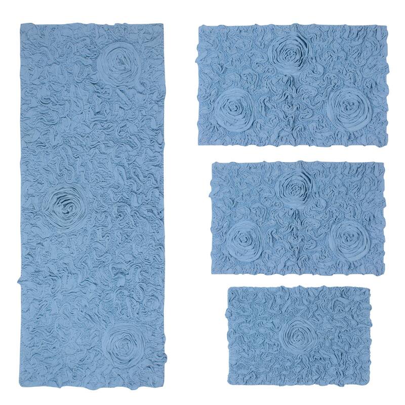 Home Weavers Modesto Collection 100% Cotton Bath Rug, Non-Slip Bath Rug, Extra Soft, Machine Wash, 4 Pcs Set with Runner