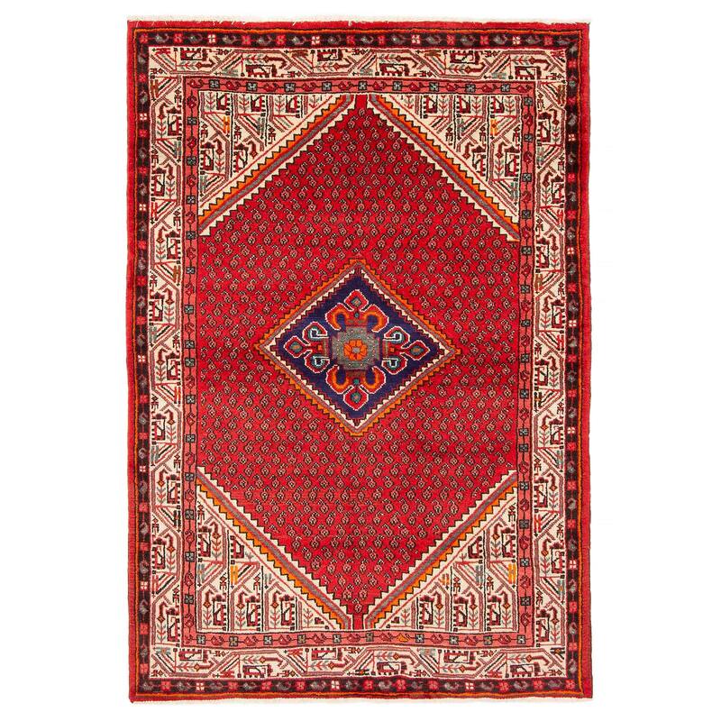 ECARPETGALLERY Hand-knotted Andelz Red Wool Rug - 4'5 x 6'6 - Red - 4'5 x 6'6