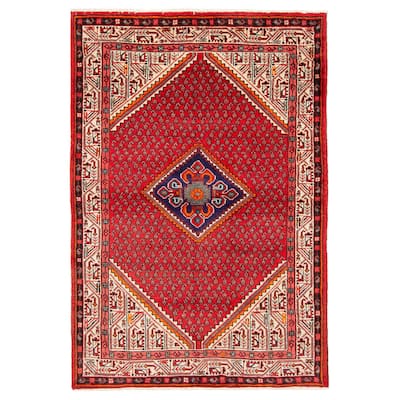 ECARPETGALLERY Hand-knotted Andelz Red Wool Rug - 4'5 x 6'6