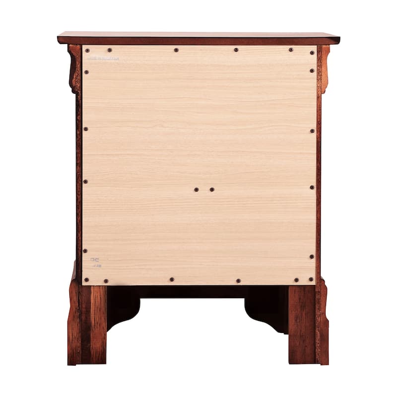 Cherry Nightstand 24x21x16 with Two Smooth Drawers, Compact Bedside Table for Storage, Warm Finish Bedroom Accent Piece