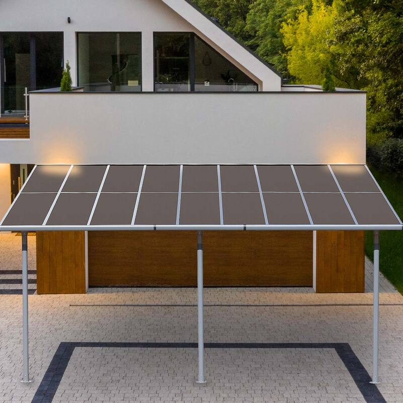 Aoodor Wall Mount Gazebo Outdoor Pergola, Polycarbonate Gazebo with Water-Resistant and UV-Fighting Panels Canopy