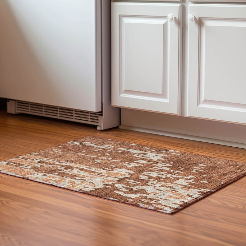 Premium Washable Super Soft Contemporary Glam Mayfield Rug - Paprika - 1'8" x 2'6"