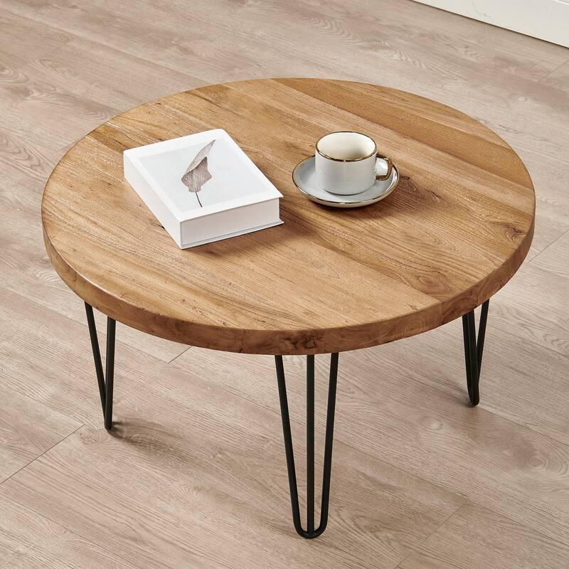 Greenage Wood End Table with Iron Legs