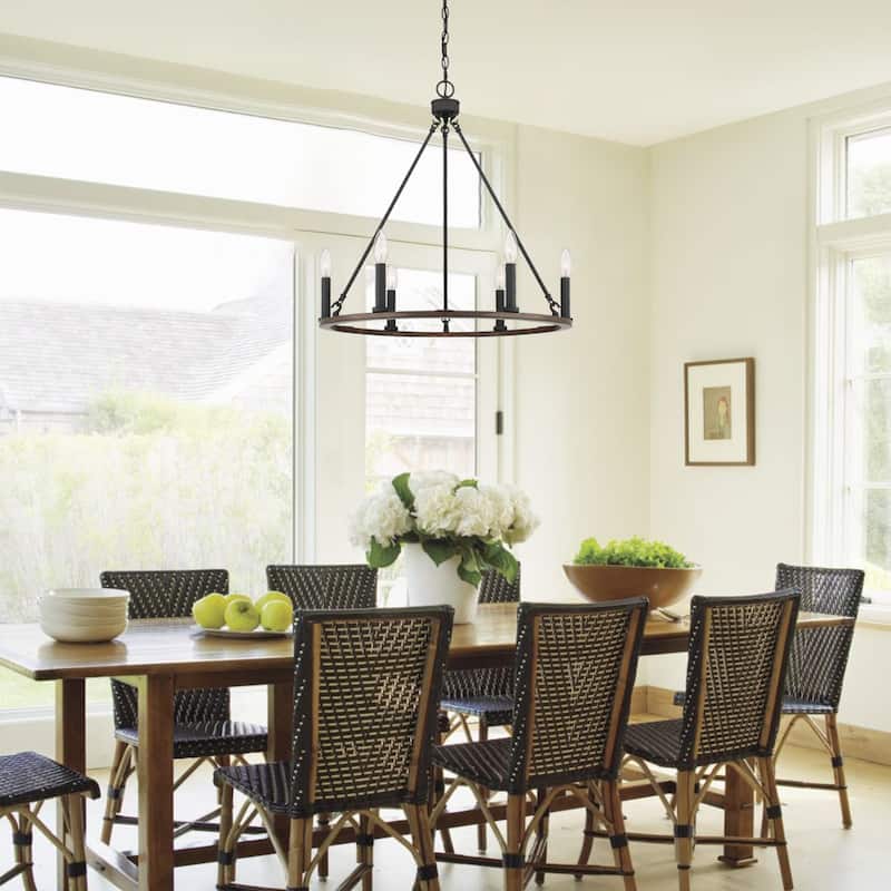 Acroma 6-light Farmhouse Rustic Round Wagon Wheel Chandelier with UL - 23''