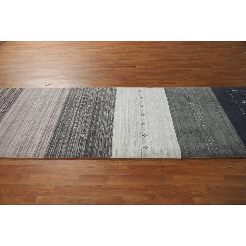 Animals Tribal Gabbeh Indian Runner Rug Handmade Wool Carpet - 3'4" x 10'2"