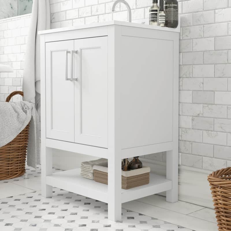 Bathroom Vanity with Undermount Sink and Open Storage Shelf