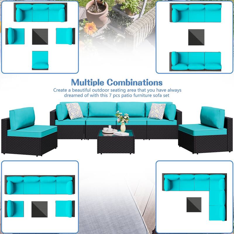 7-Piece Outdoor Sectional Seating Group with Cushions