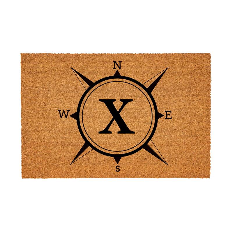 Coastal Coir Mat Compass Monogram 36"x24" - Letter X
