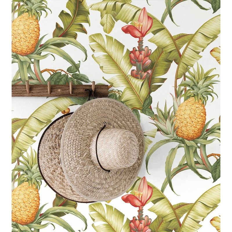 Seabrook Designs Pineapple Floral Unpasted Wallpaper