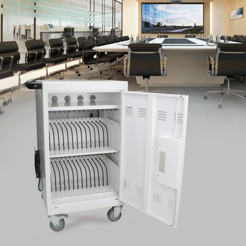 Mobile Charging Cart and Cabinet for Tablets Laptops 30-Device With Combination Lock