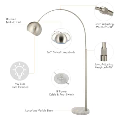 CO-Z 70" Arc Floor Lamp with Genuine Marble Base