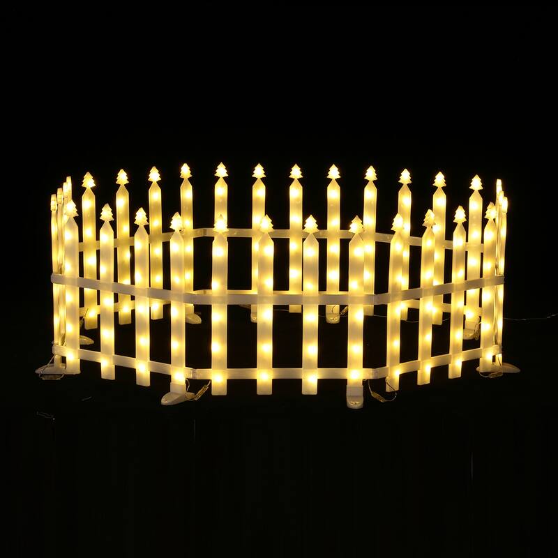8-Piece Light Show Fence Design Outdoor Holiday Decoration - White - 15.94" H x 15.15" W