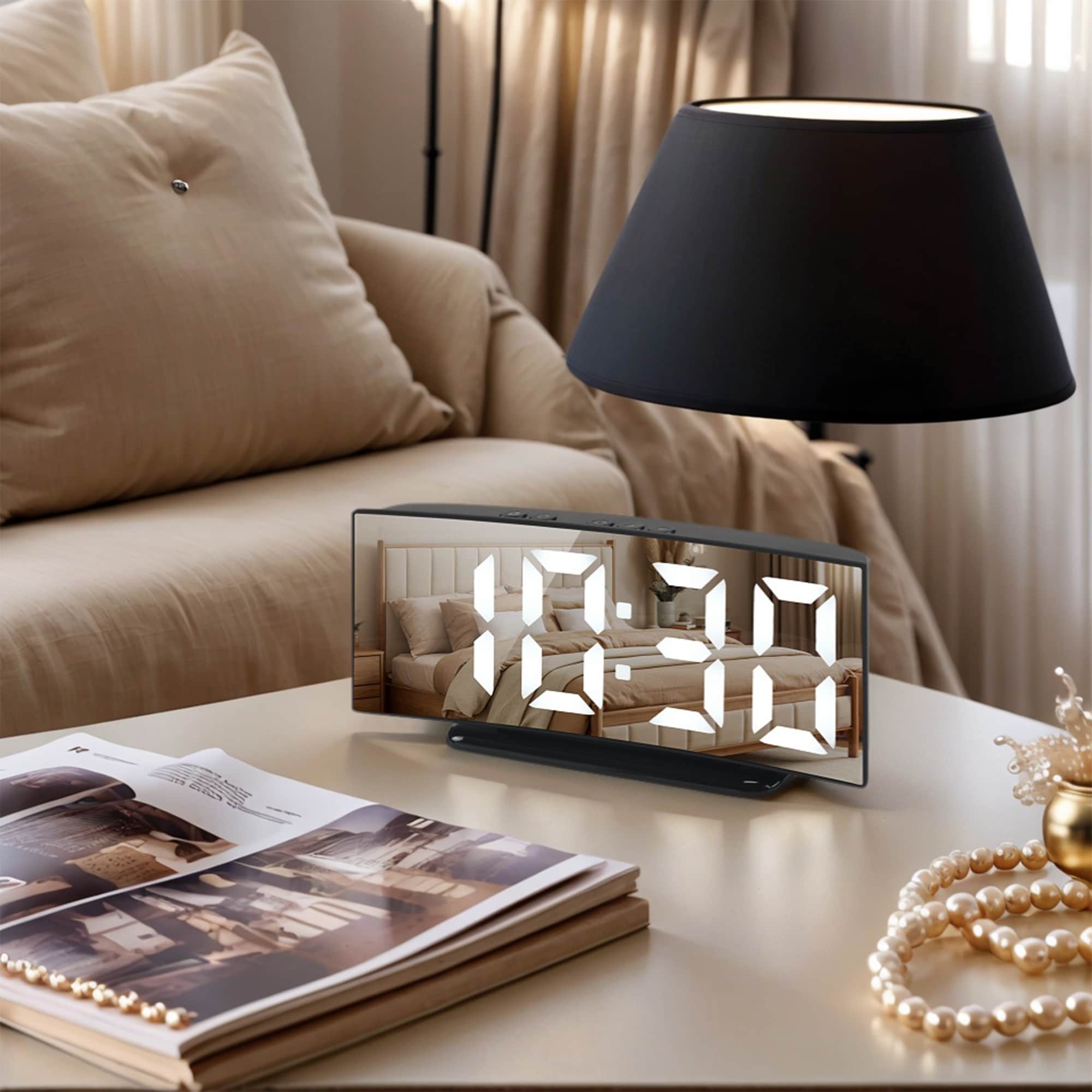 Digital Alarm Clock Large LED Display, Dual Alarms, USB Charging Ports for Bedroom/Dorm - 6.5"L x 1.6"W x 3.0"H