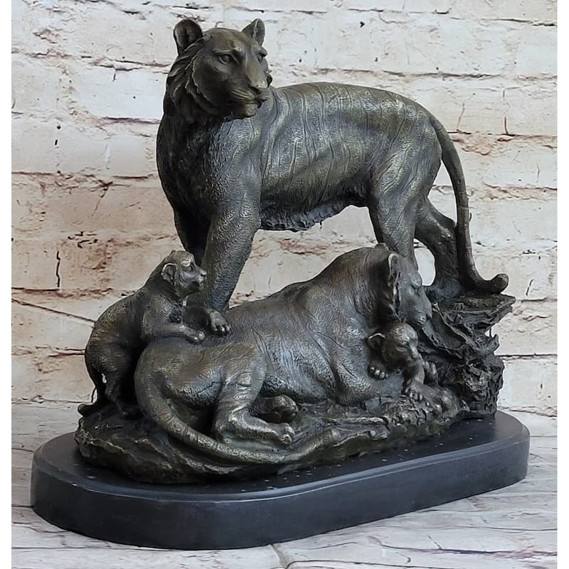 Hot Cast Bronze Tiger Family Statue Sculpture Decor Wildlife Art
