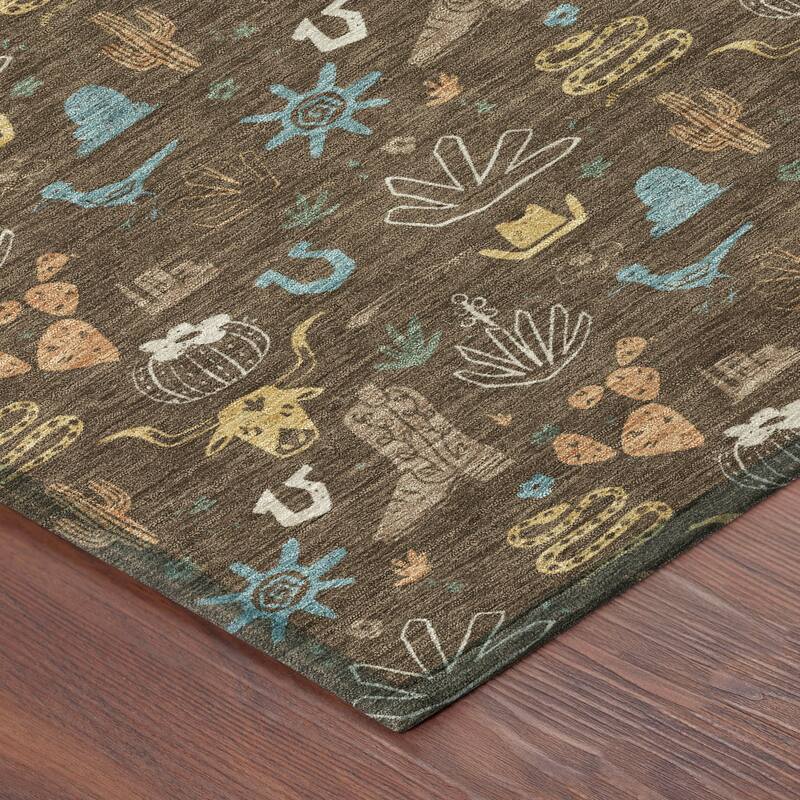 Machine Washable Indoor/ Outdoor Cowboy Ranch Chantille Rug