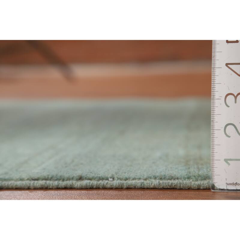 Green Blue Modern Gabbeh Oriental Accent Rug Hand-Knotted Wool Carpet - 3'4" x 4'5"