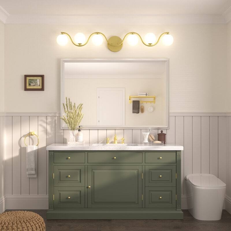 Acroma - 6 Light Gold Steel Dimmable Wavy Vanity Light - N/A
