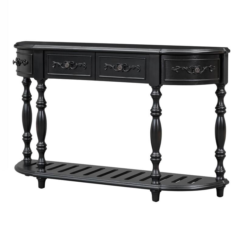 Modern and Contemporary Curved Console Table Sofa Table Entryway Table for Hallway Living Room with 4 Drawers and 1 Shelf