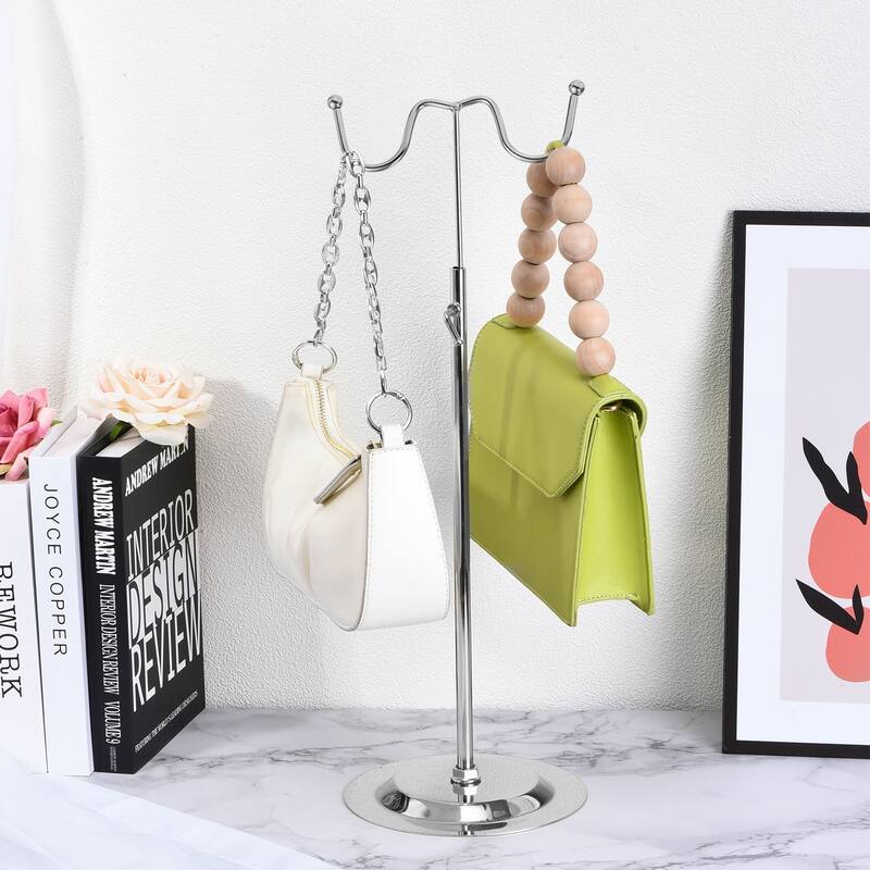 2x 16.1"-28.7" Purse Display Stand Adjustable Double Hook Handbag Rack