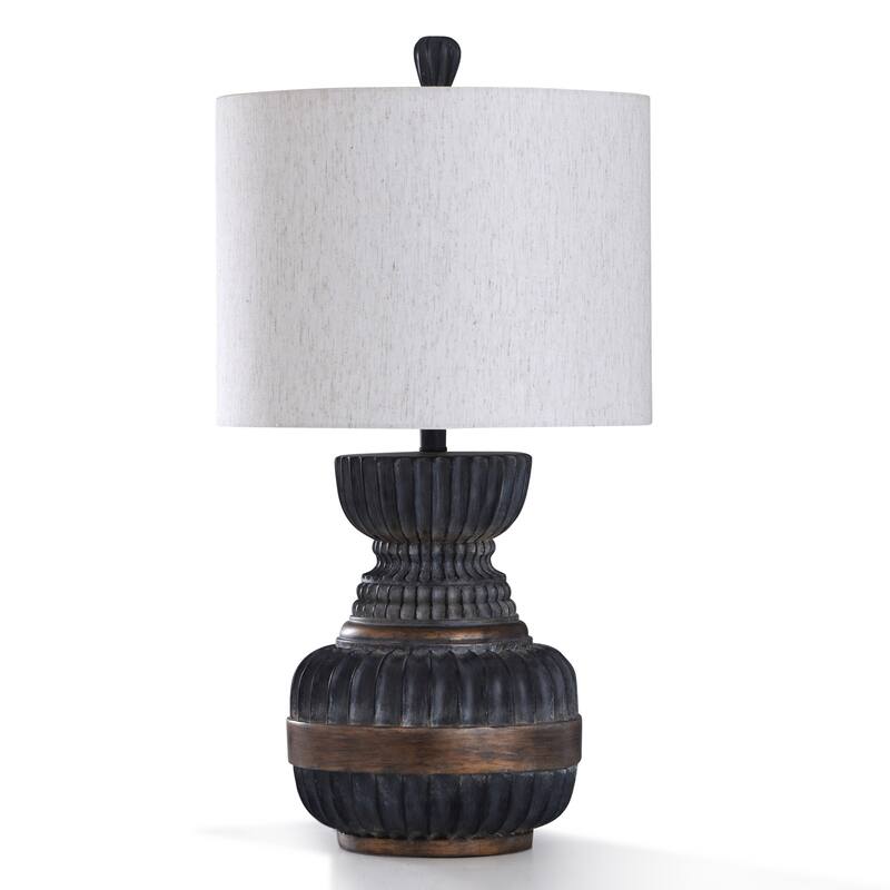 StyleCraft Malta Ribbed Faded Ebony and Antique Bronze Metal Table Lamp - Ribbed Fadded Ebony and Antique Bronze