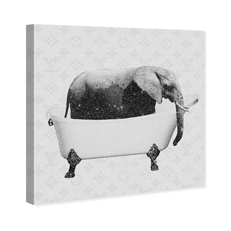 Wynwood Studio Prints Bath and Laundry Elephant Baths Black and Glam Wall Art Canvas Print
