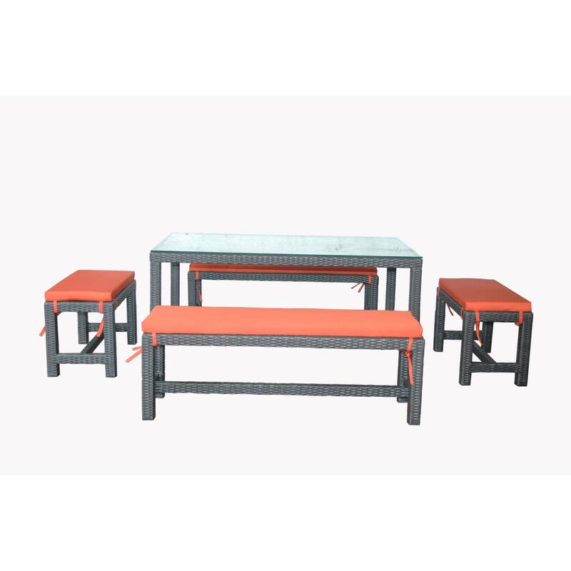 Outdoor Dining Set 5 Piece - Patio Furniture Set - Synthetic Rattan Table & Chairs