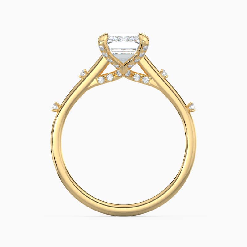 Auriya 14k Gold Petite Diamond Station Emerald Lab Grown Engagement Ring 1.00 to 5.00 ct. tw. (F-G, VS)