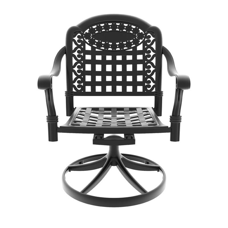 7-Piece Aluminum Rectangular Outdoor Patio Dining Set, 6 Cushioned Swivel Chairs, Table, All-Weather Frames