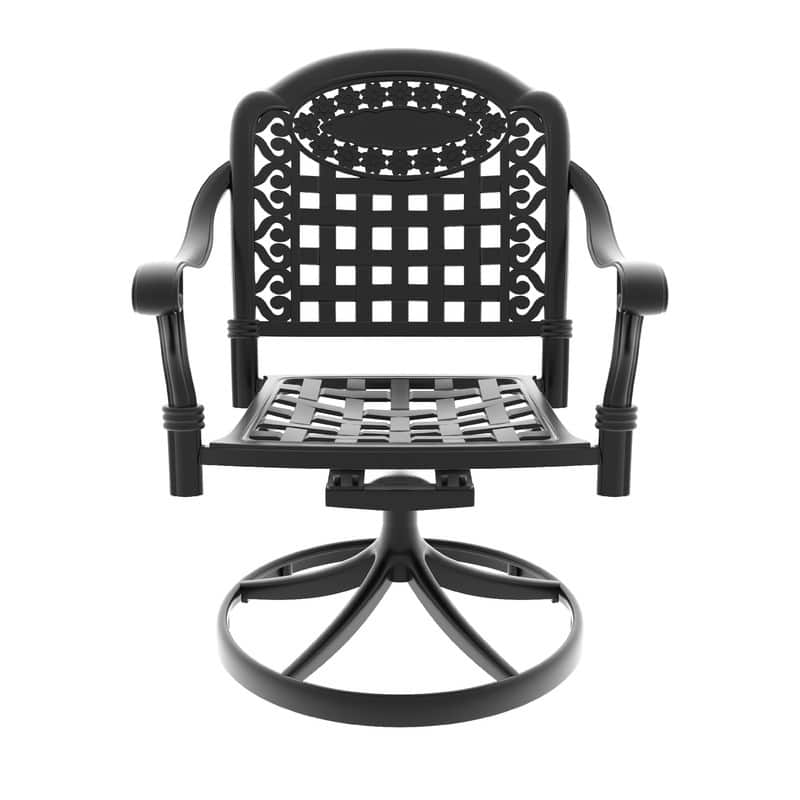 Black Swivel Aluminum Patio Outdoor Dining Chair (2-Pack)