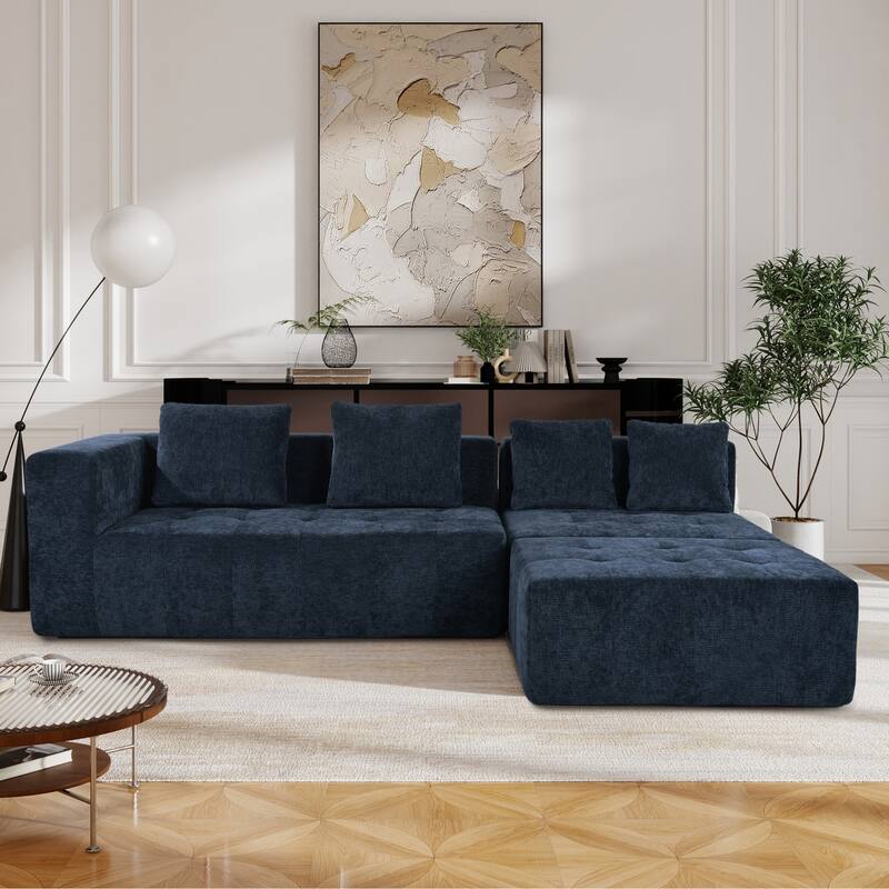Modern 3-Piece U-StyleLarge Removable Modular Sofa with 4 Cushions