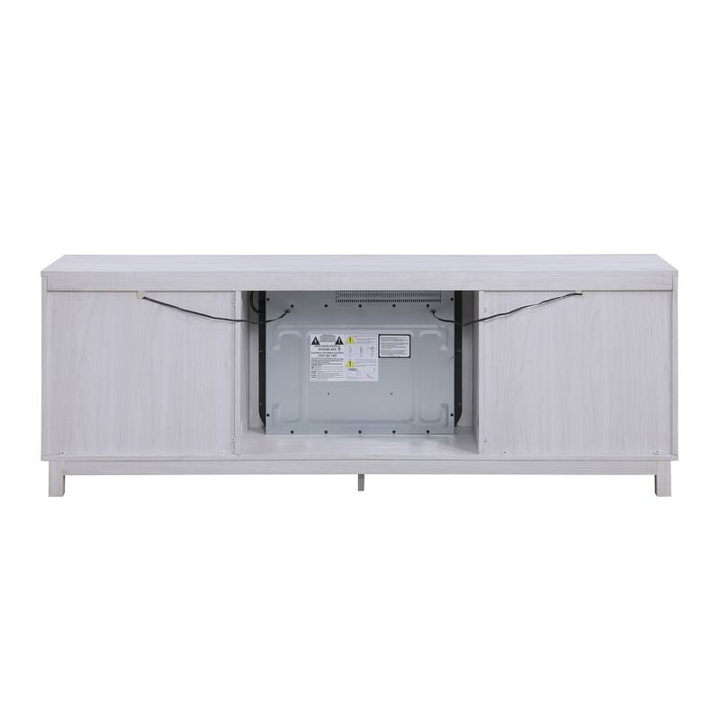 Summit 70" Wide White Walnut Finish TV Stand Console with Fireplace and Heater