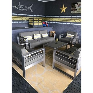 Cape Coral Outdoor Rectangle Aluminum 7-piece Dining Set by Christopher Knight Home