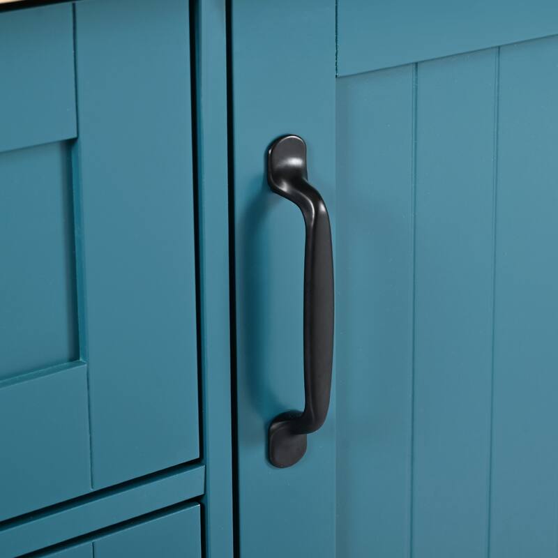 55.75'' Kitchen Island with 2 Drop Leaf, Rolling Wheels, Power Outlet, Spice & Towel Rack and 3 Drawers