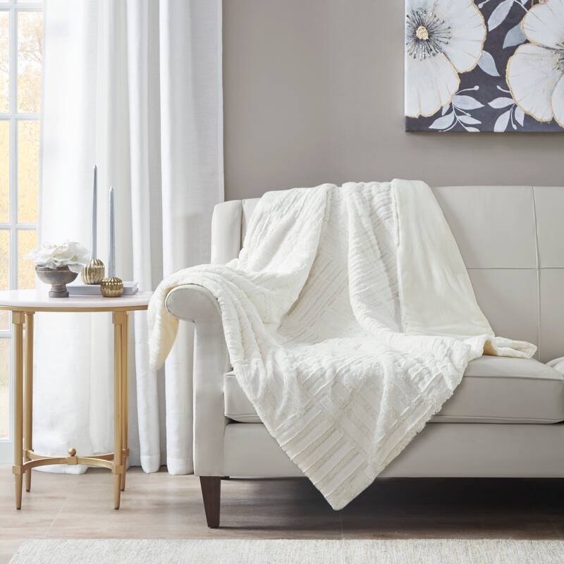 Madison Park Polar Ultra Plush Down Alternative Throw - Ivory