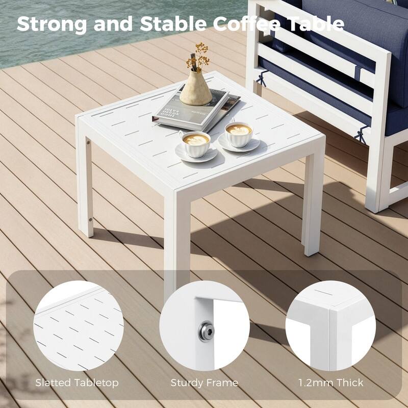 11-Piece Luxury Aluminum Outdoor Furniture Set with Chaise Lounge & Fire Pit Table, 29" Deep Seating Aluminum Patio Sectional