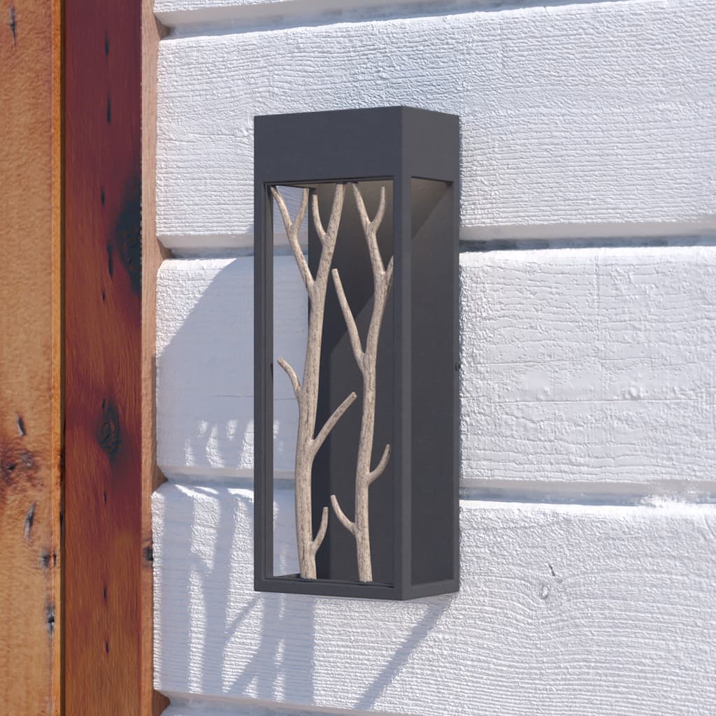 VAXCEL Ocala 15.5 in. H 1-Light Black and Poplar Rustic Outdoor Wall Sconce, Steel, Integrated LED, Dark Sky Compliant