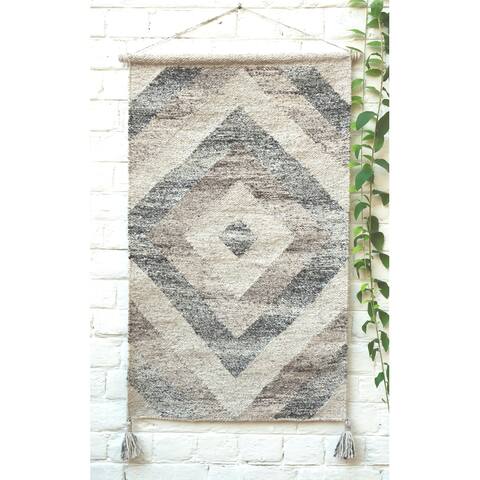 Loominaire Rustic Kilim Wallhanging "Grand Canyon" Hand Woven of Handspun Yarn - 24"x36"
