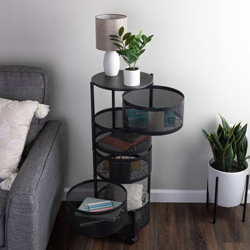 Home-Complete 5 Tier Kitchen Storage Rolling Cart with Wheels