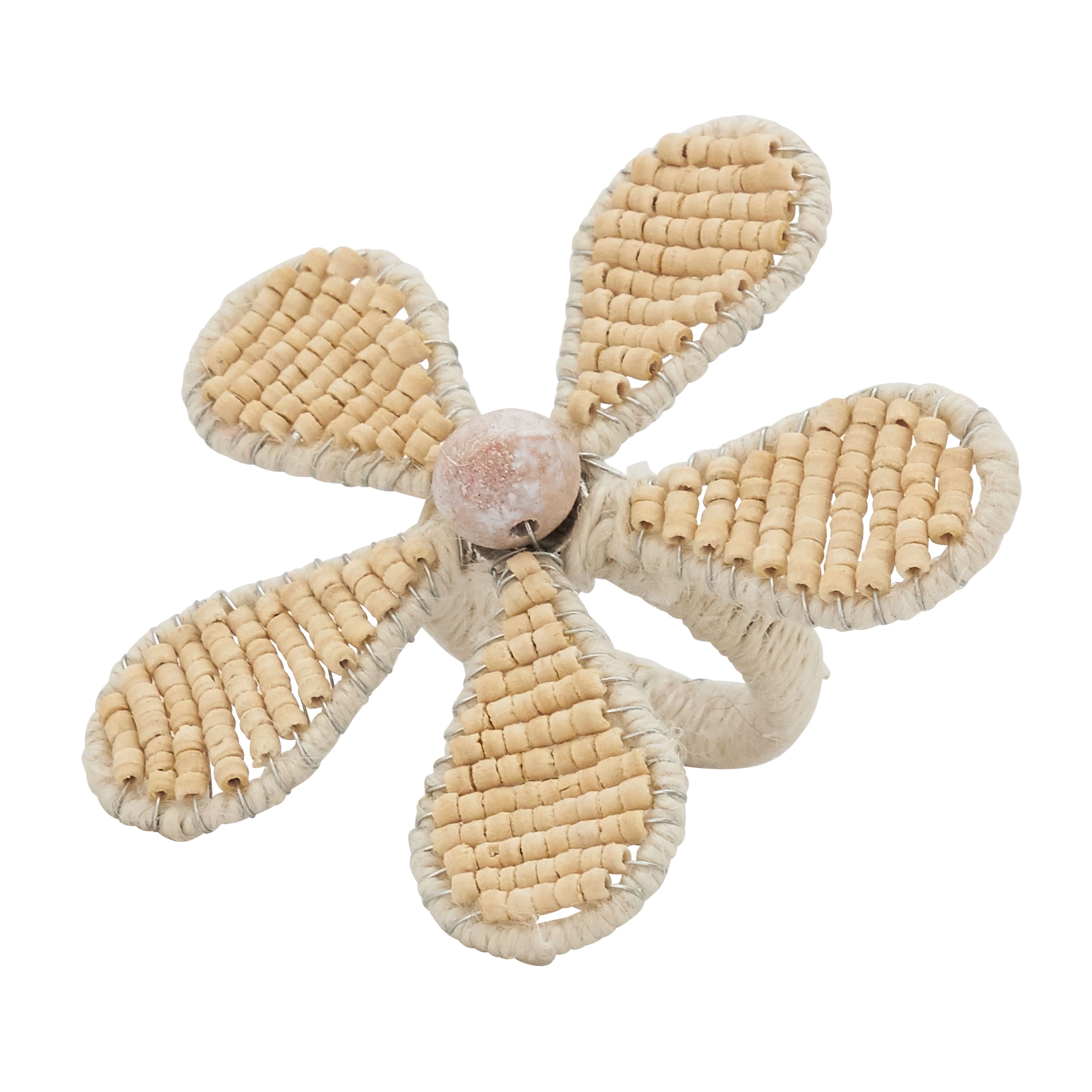 Napkin Rings With Beaded Flower Design (Set of 4)